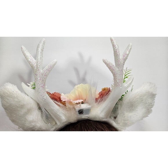 Handmade Light-Up Floral Antler Headband LED Deer Antlers Festival Costume NWOT - Picture 6 of 15